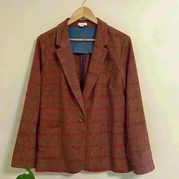 J Jill orange tweed fall blazer - Picture 1 of 4